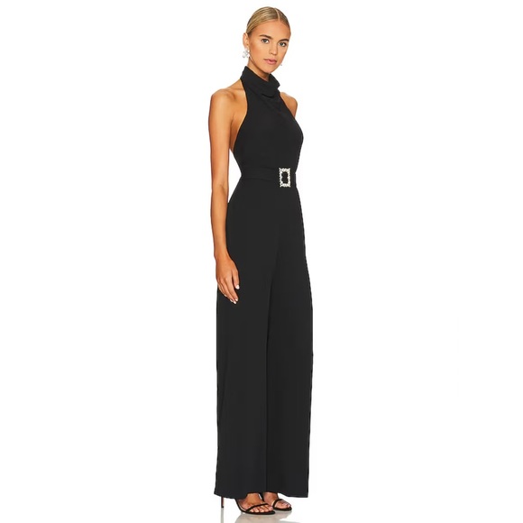 Amanda Upritchard Samba black halter open back wide leg jumpsuit - Picture 4 of 11
